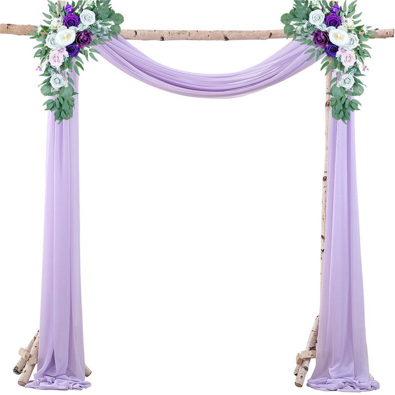 Forest Style Wedding Arch Decoration: Outdoor Lawn Chiffon Gauze Curtains