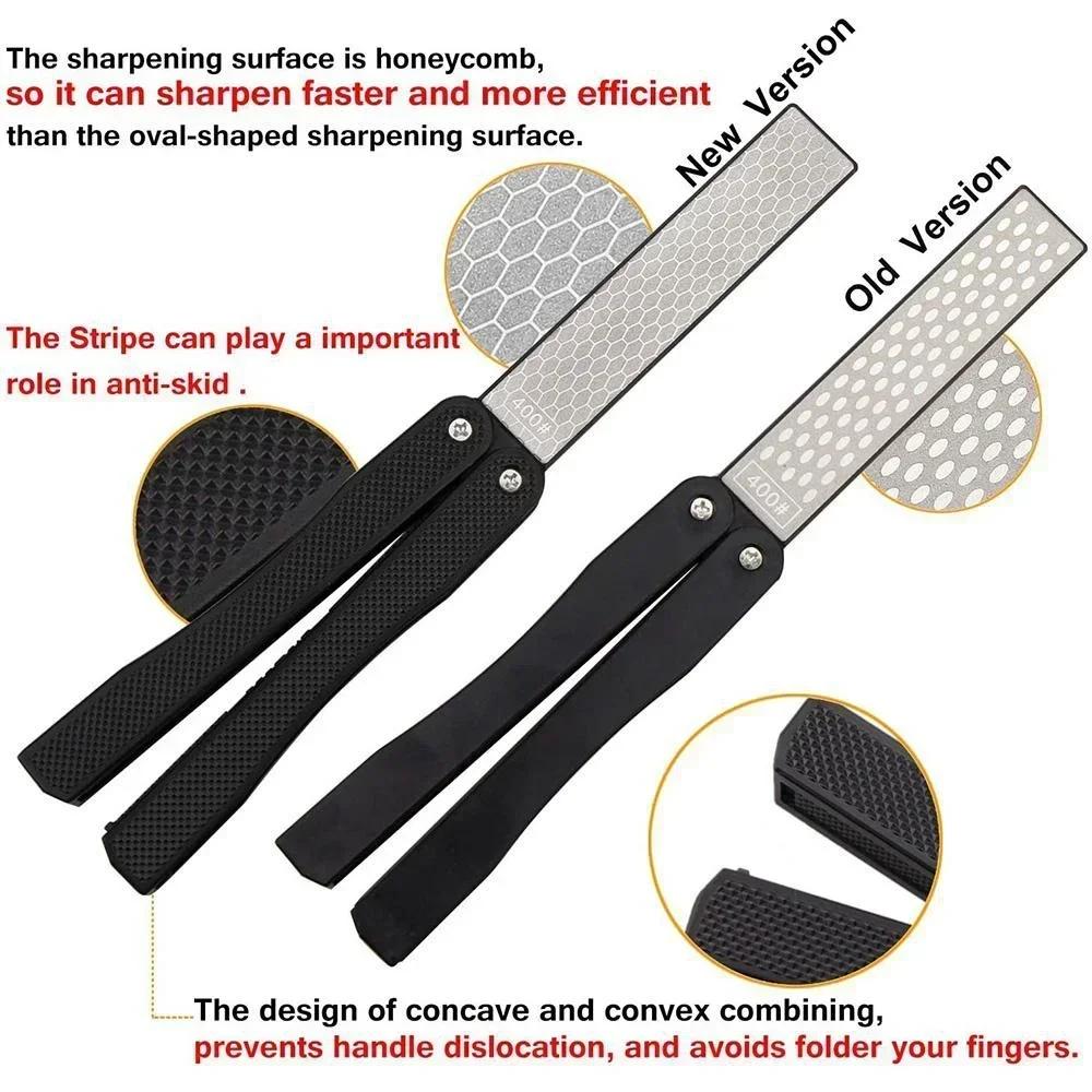 Diamond Pocket Knife Sharpener 400 600 Grit Folding Design for Outdoor Camping and Kitchen Essential Tool