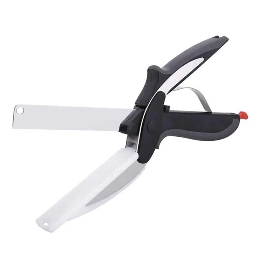 2-in-1 Stainless Steel Shears Sharp Vegetable Fruit Cutter Non-slip Grip Hanging Storage Multi Cutting Tool For Home Kitchen Use