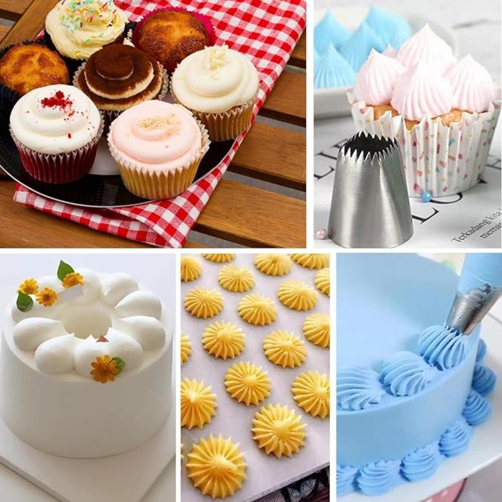 4Pcs Stainless Steel Cream Piping Tips Large Size Cake Decorating Tips Piping Tips Set  Cookie