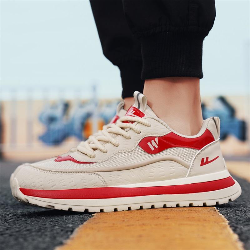 Warrior Fashion Versatile Sports Casual Daily Commuting Lightweight Breathable Non-Slip Low-Top Lifestyle Shoes Men sneaker Light-Red WXY(S)-4794N01