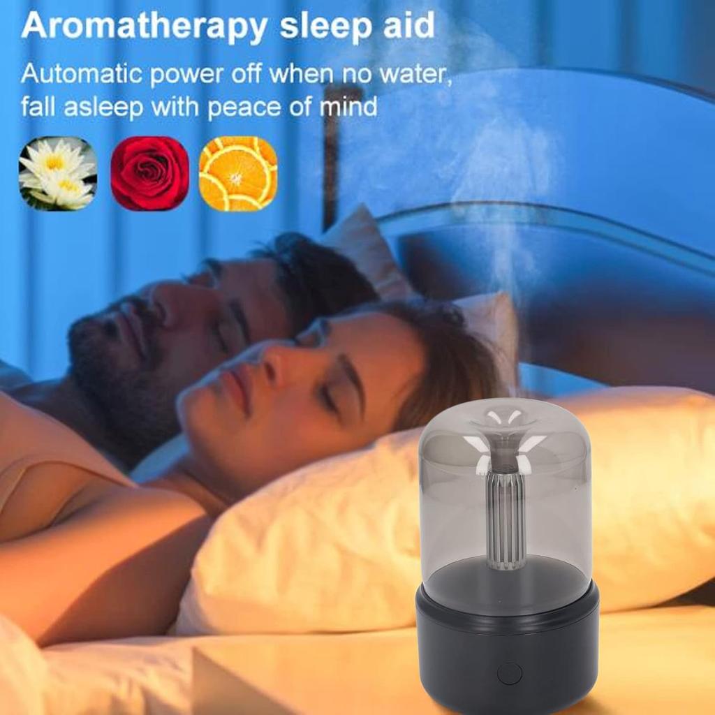Candlelight Humidifier Low Noise Portable USB Essential Oil Diffuser Humidifier with LED Night Light 120ml