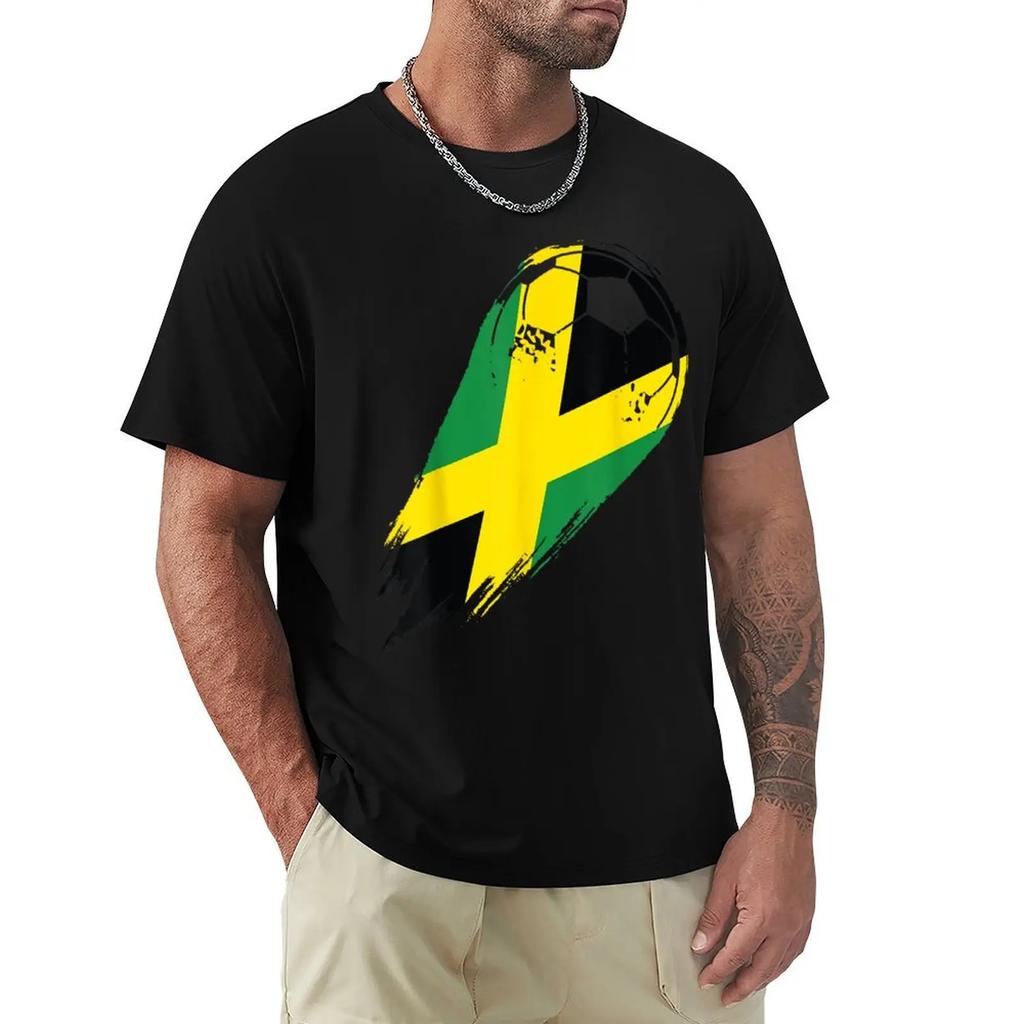 Soccer With Flag Of Jamaica T-shirt Aesthetic clothing vintage clothes fruit of the loom t shirts