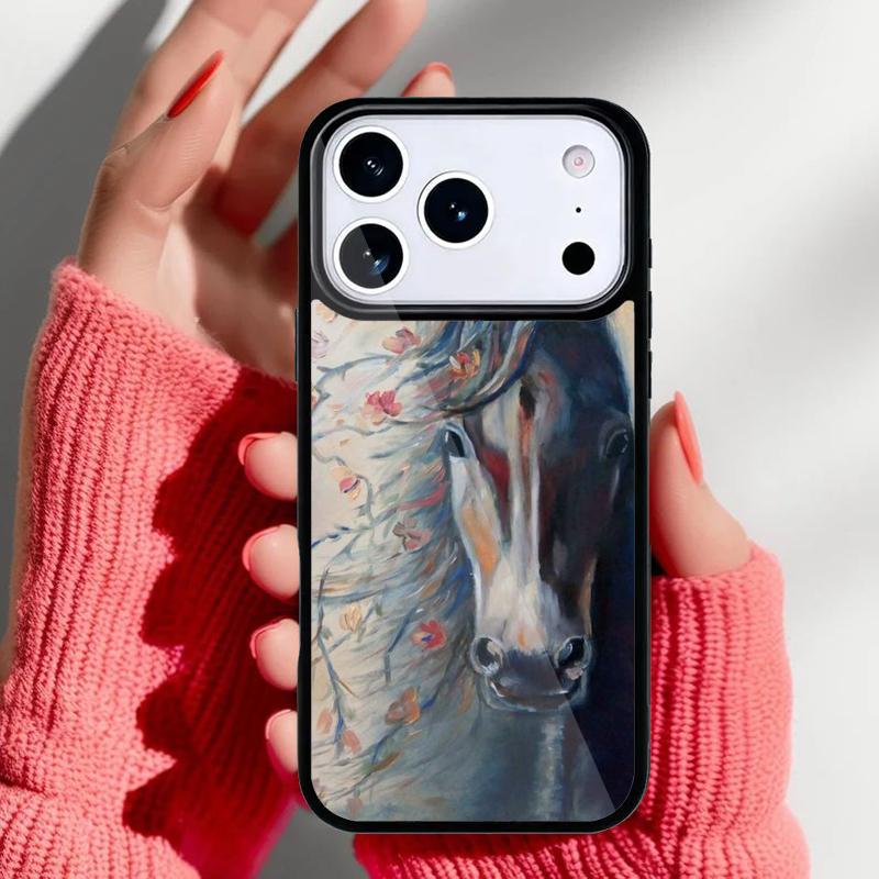 Horse Painted Art soft Phone Case for iPhone 17 16 15 14 13 Pro Max Back Cover for 12 11 Pro Coque