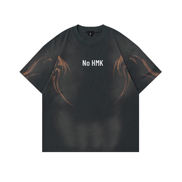 

Мужская футболка OVDY в стиле ретро с эффектом потертости, тяжелая, двойная пряжа, спущенное плечо, круглый вырез, большой размер, короткий рукав XL