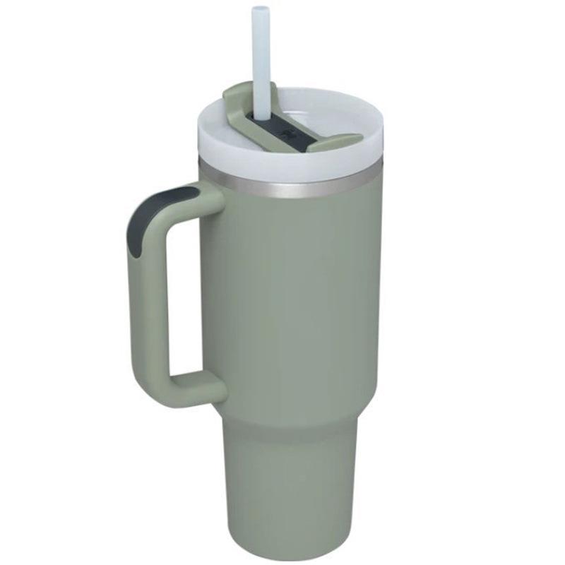 40oz Stainless Steel Insulated Travel Mug with Handle and Straw