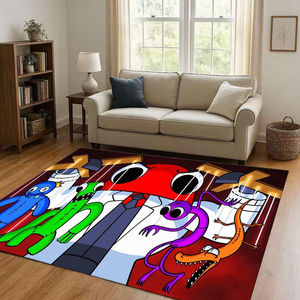 3D R Rainbow Friends Game Cartoon Living Room Non Slip Area Rug Carpet for Bedroom Playroom Sofa,Easy Clean Home Decor Doormat