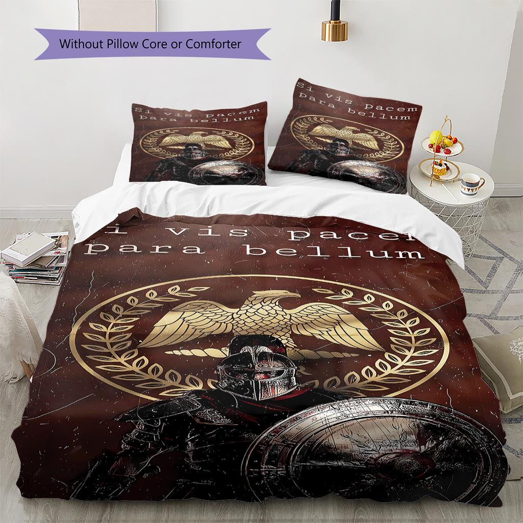 Roman SPQR Pattern Bedding,Quilt Set Quilt Cover Pillowcase Home Birthday Gift (1 * duvet cover + 2 * pillowcase, without core)