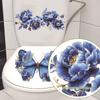 Adhesivo de Pared Mariposa Azul Sueño Baño Inodoro Adhesivo Wc Mural Autoadhesivo Embellecer Flor Calcomanías Decoración Hogar Baño