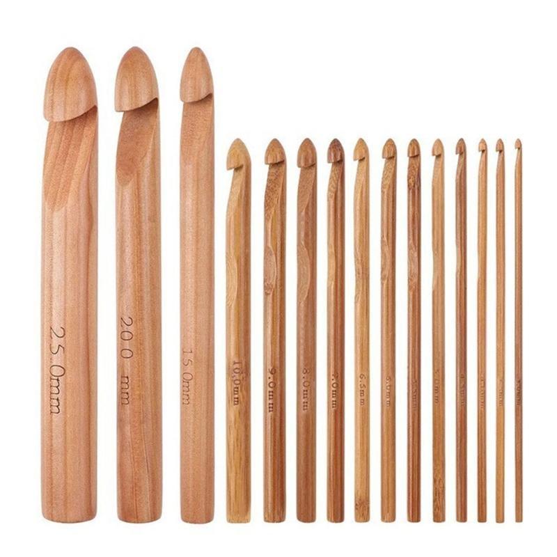 Large Wooden Crochet Needle Set for Super Chunky Yarn or Thick Fabric Strips top sale