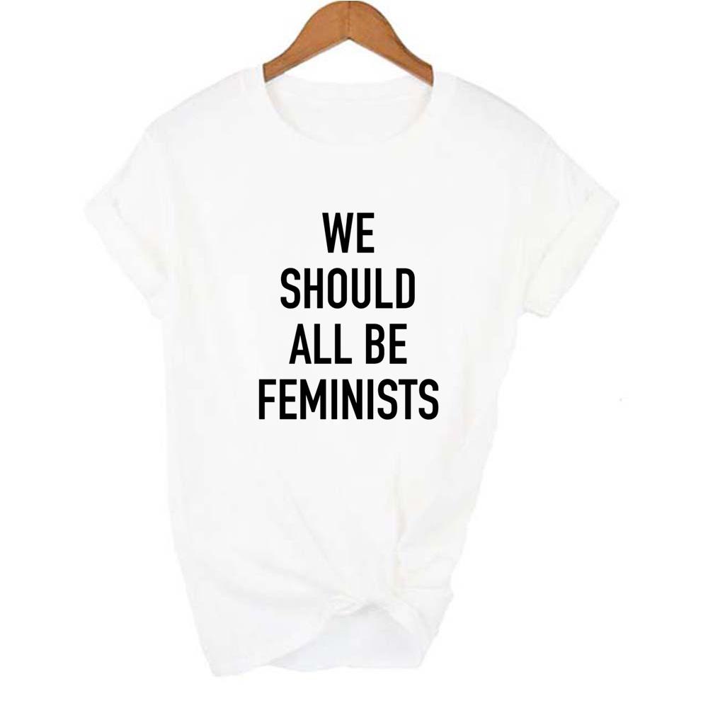 Wir Sollten Alle Feministen sein Brief Damen Sommer Harajuku Vintage Sommer T-Shirt 90er Streetwear Rund