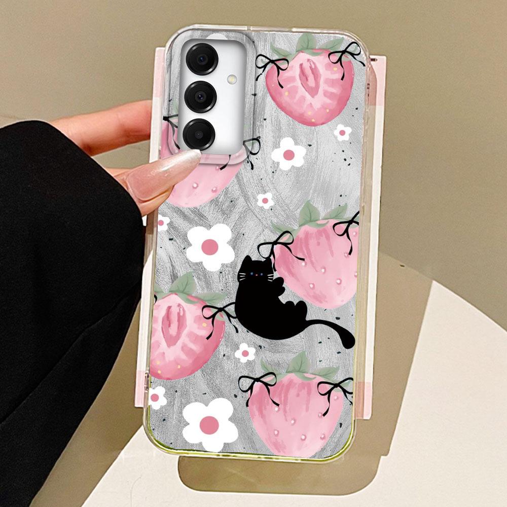 Cartoon Pink Fruit Cherry Butterfly Phone Case for Samsung Galaxy A55 A56 A36 A26 A16 A53 A06 A14 A24 A34 A54 A15 A25 A35 Cover