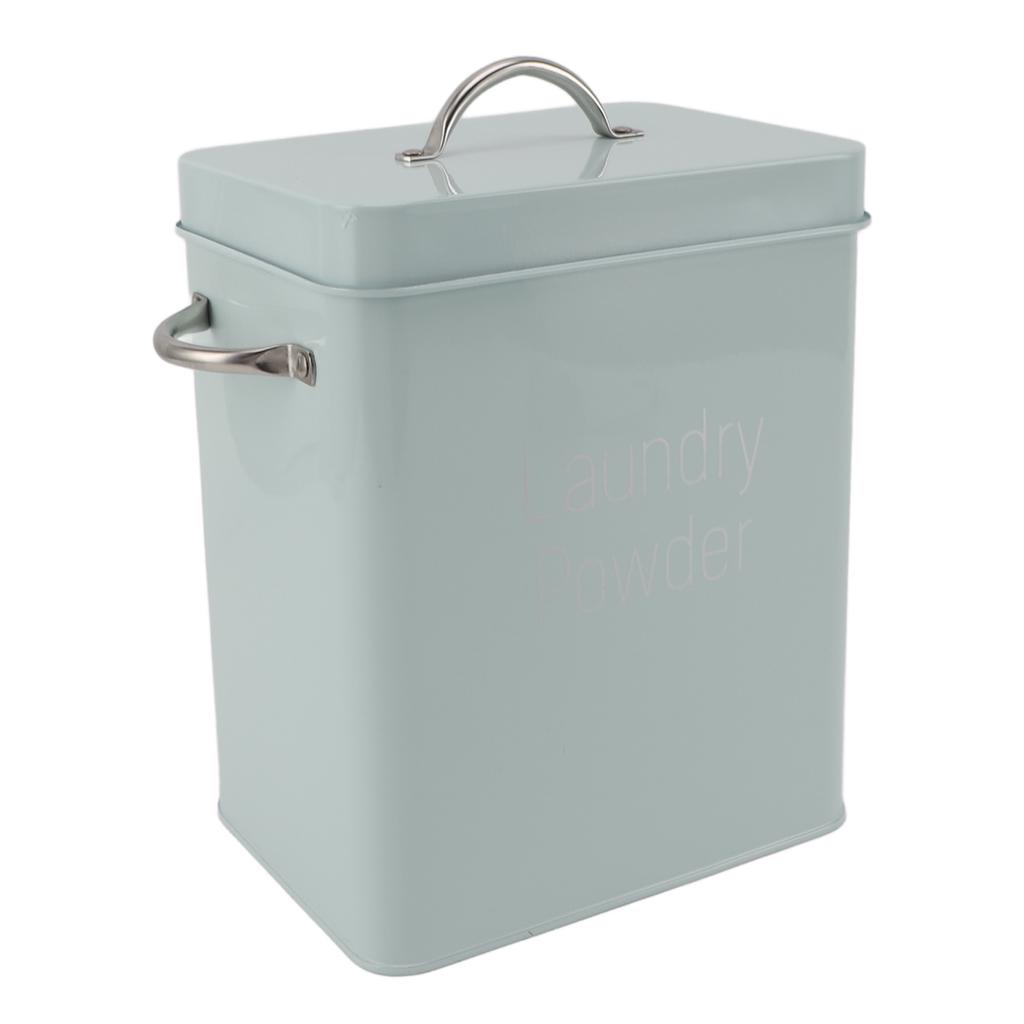 Metal Laundry Room Container with Dual Side Handles with Spoon Lid Farmhouse Laundry Powder Container for Washing