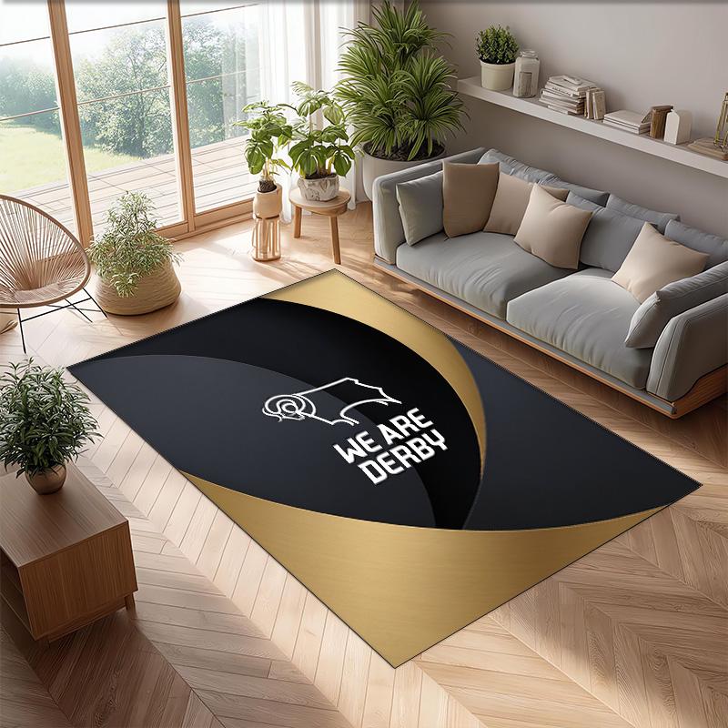Tappeto in Velluto di Cristallo con Stampa del Derby County Football, Comodo Assorbente d'Acqua Antiscivolo Tappeto per Pavimenti Interni