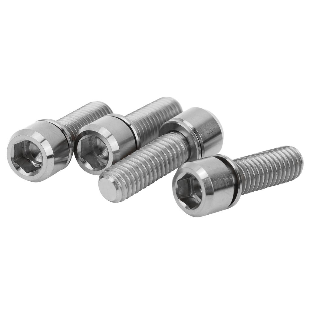 4Pcs Portable M6x18 Titanium Alloy Mountain Bicycle Road Bike Stem Screw High Strengthsilver