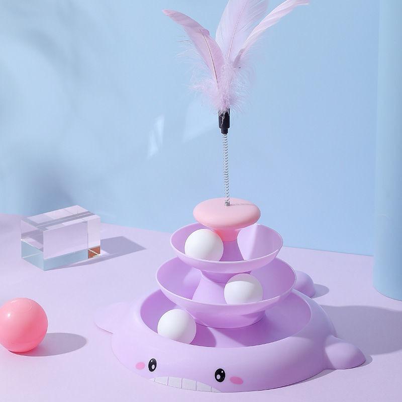 Hot Cat Toys Self-amusement Cat Turntable Toy Ball Fun Cat Stick Cat Fun Automatic Fun Cat Toy Pet Supplies