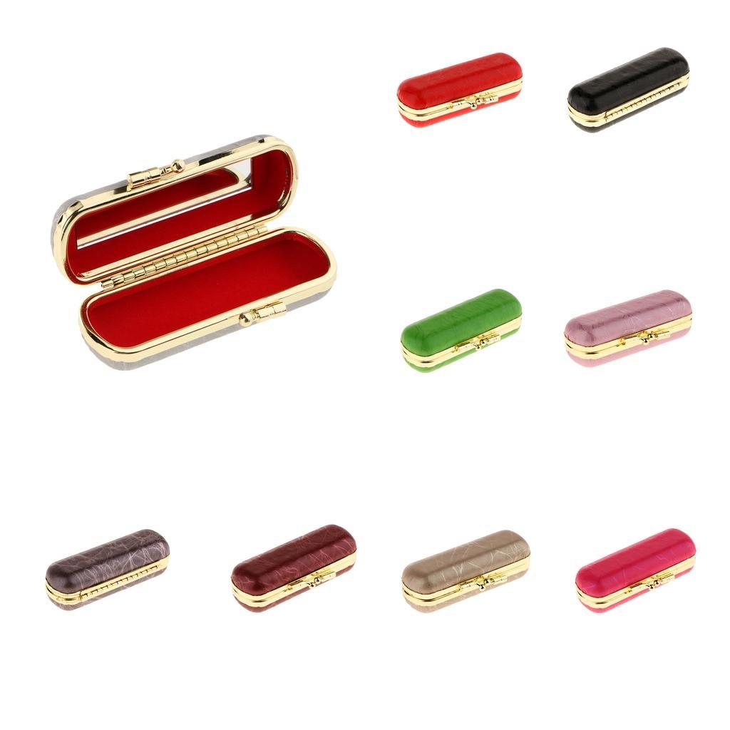 Empty Lipstick Case, Lipstick Box with Mirror and Snap Fastener