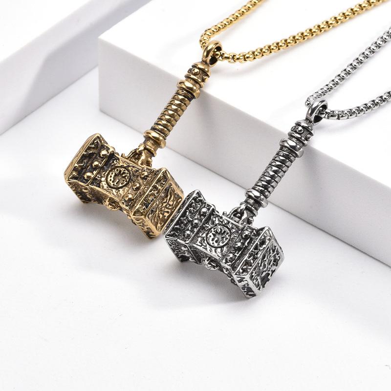 European and American Thors Hammer Mens Necklace Pendant Trendy Vintage Casting Jewelry Fashion Jewelry Pendant