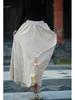 Retro Literary Burnout Cotton Linen Elastic Waist Midi Skirt - Autumn/Winter
