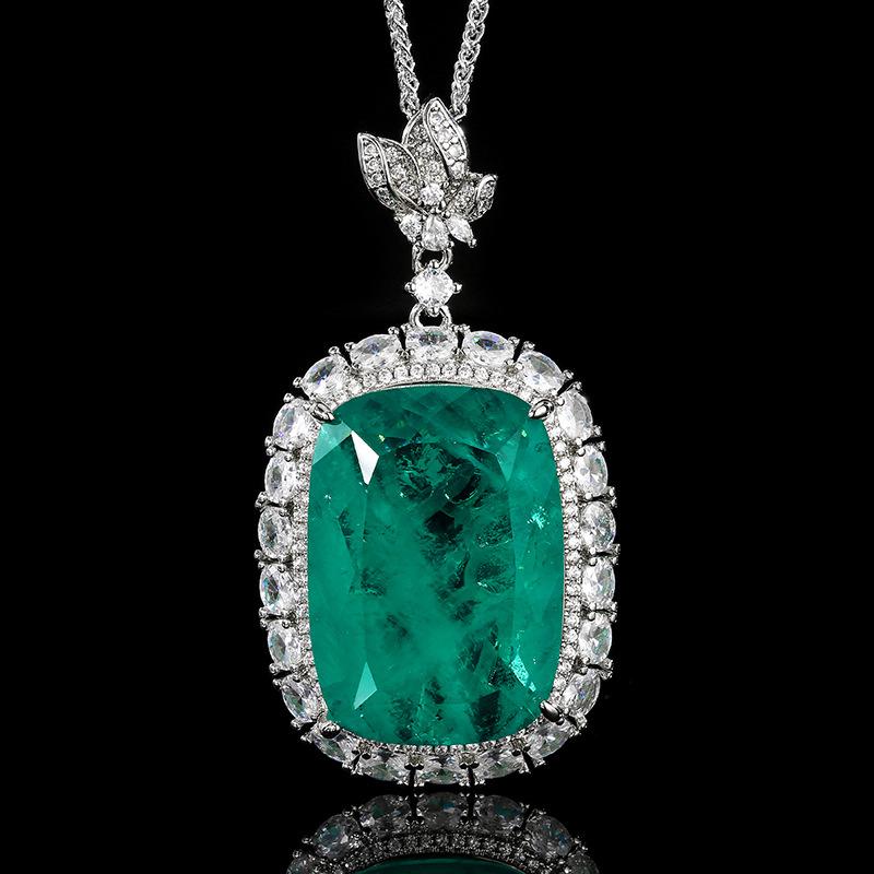 Jewelry Copper Bottom Gold-Plated Simulation Orange Red Zirconium Temperament Pendant Necklace Main Stone 20 * 28