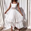 New European and American Fashion Lace Sleeveless Splicing Pendulum Long Dress Dress