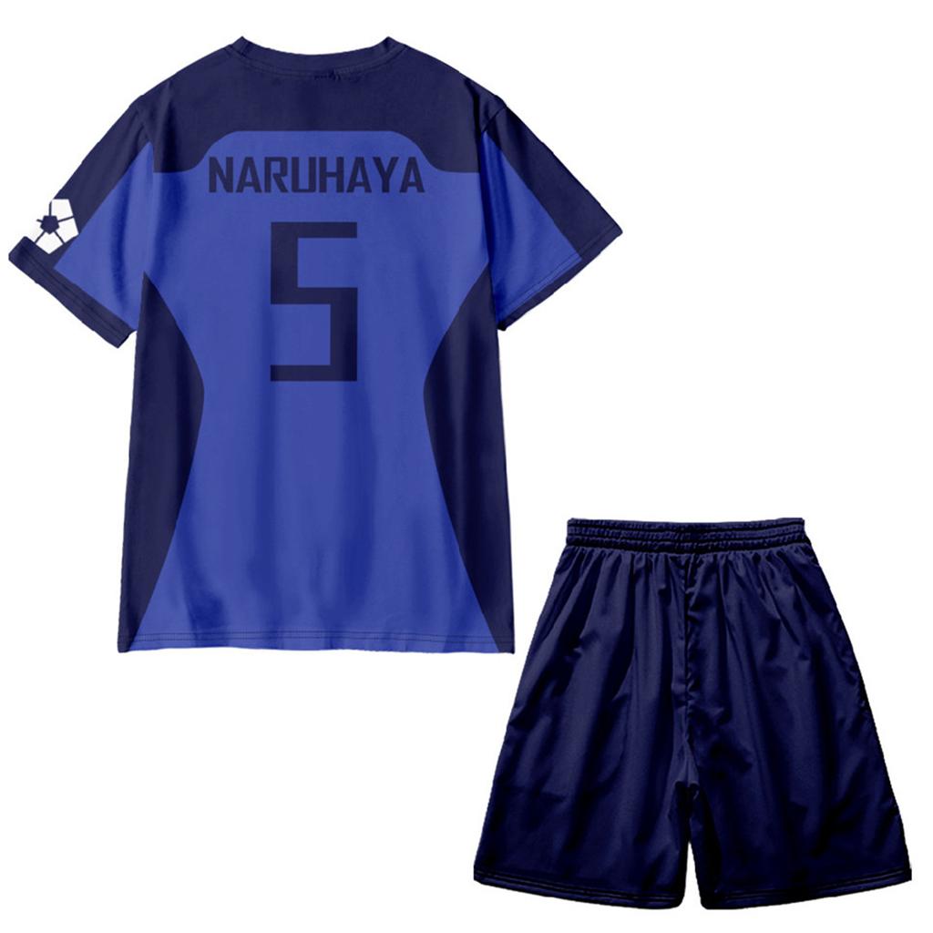 Mens Jersey Sets Anime Japan Blue Lock Isagi Yoichi Football Shirt Cosplay Casual Oversized 3d Print T-shirt+Short 2pcs Set Suit