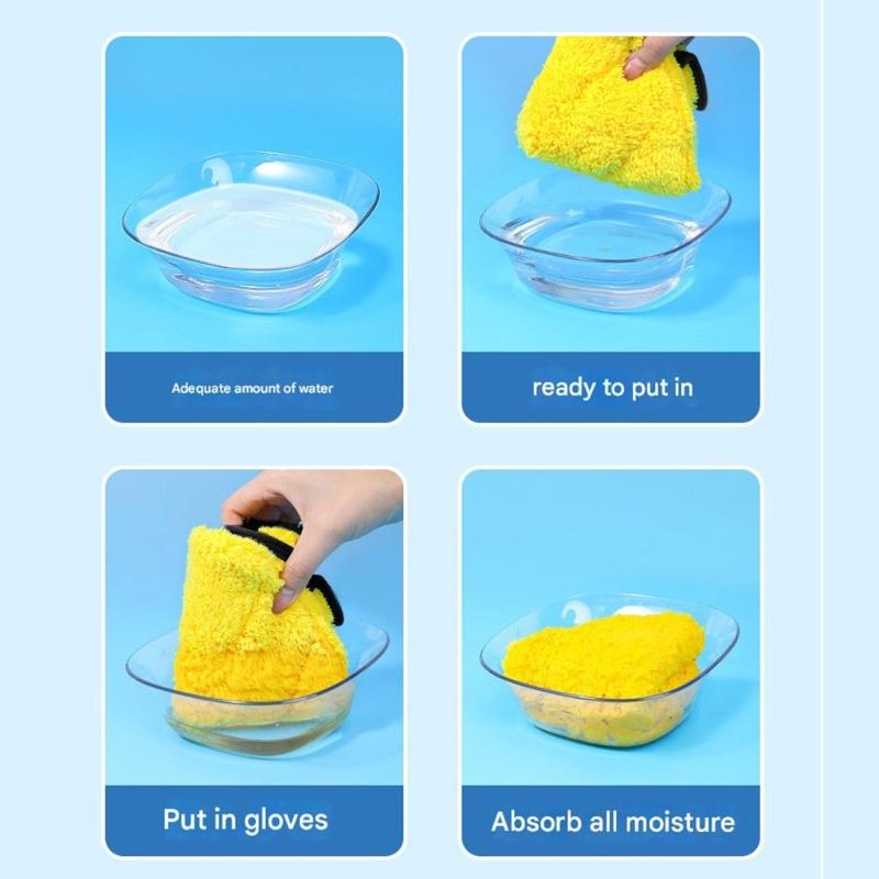 Soft Cloth Pet Gloves Thick Pet Bath Mittens For Effective Water Absorption And Gentle Massage During Bath Time