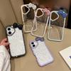 Luxury Glitter Diamond Kitty Bow Transparent Phone Case for iPhone 13 15 14 16 Pro Max Bling Bling Sequin Clear Cover