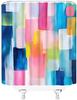 Abstract Shower Curtain Pink Blue Teal Geometric Modern Colorful Aesthetic Minimalist Bathroom Decor Curtains Set with Hooks,