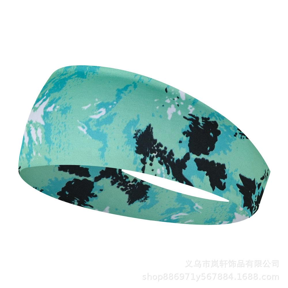 Europejska i Amerykańska Moda Męska Szeroka Drukowana Opaska na Głowę - Elastyczna Sportowa Opaska do Włosów