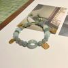 Chinese-Inspired Jade Wealth Bracelet with Gold-Plated Peace Buckle