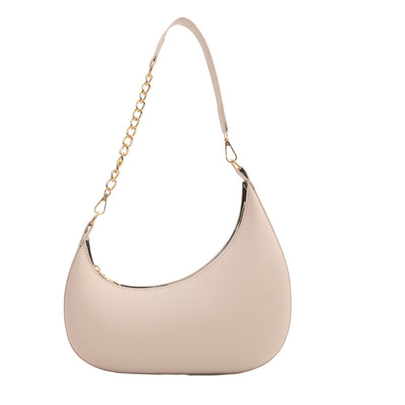 Stylish Mid-sized Crescent Handbag For Women 2024 Simple Urban Pu Leather Bag