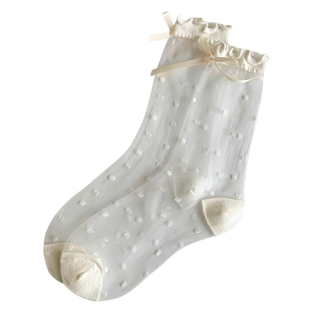 Girls Sheer Polka Dot Ankle Cute Ultrathin Transparent Mesh Socks See Through Elastic Princess Socks for Summer