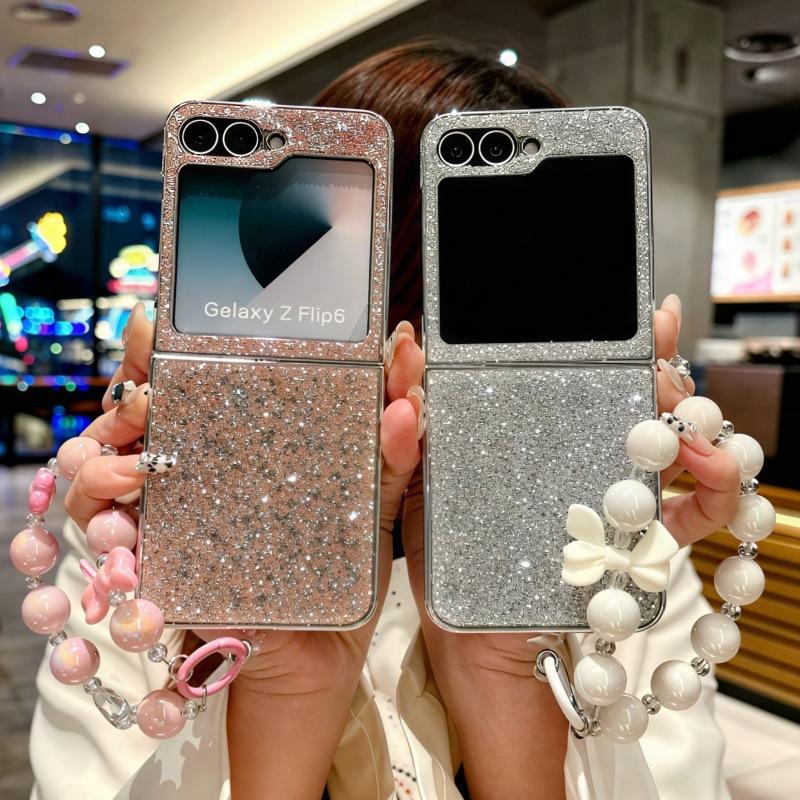 Tide Brand Glitter Is Suitable for Galaxy Samsung Zflip7 Mobile Phone Case Zflip5 Folding Screen Lanyard Anti-drop Protective Case