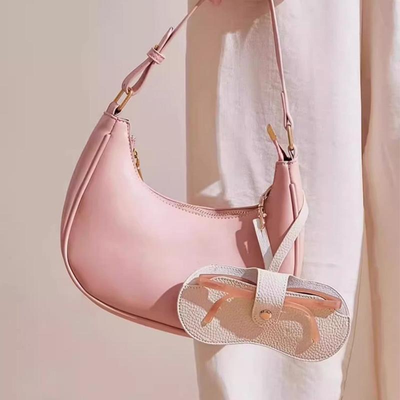 Portable Glasses Bag Soft Leather Sunglasses Pouch Slim Fashion Glasses Case Holder Glasses Organizer Travel Sunglasses Pouch