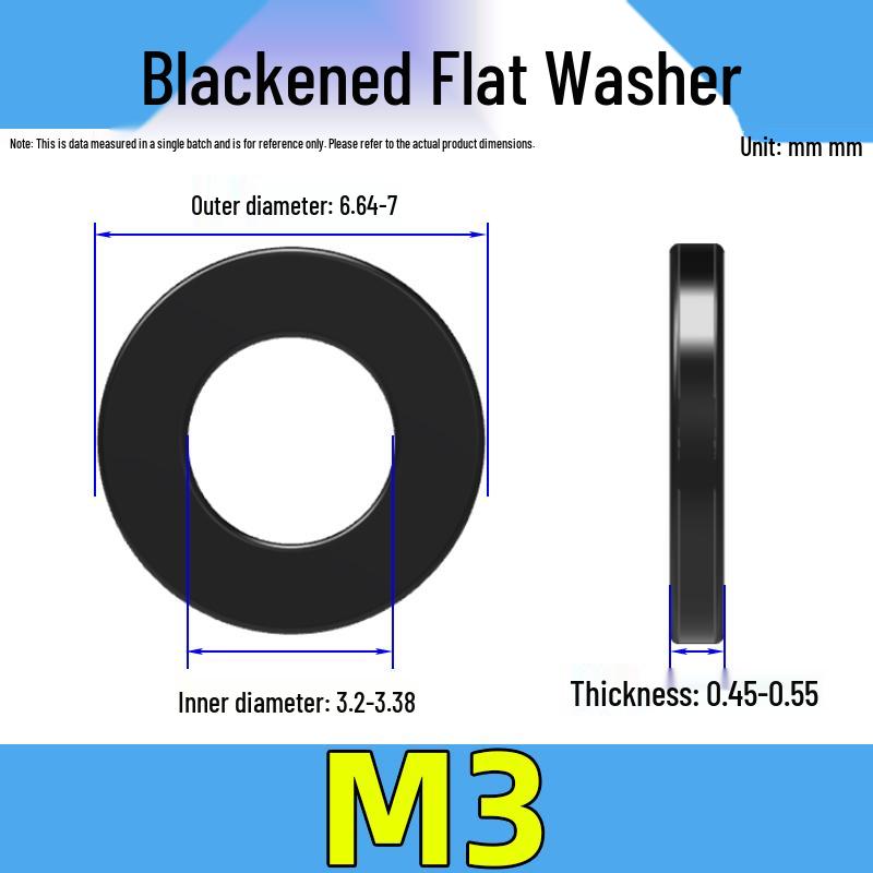 Черненая плоская шайба из углеродистой стали, 200HV/300HV, Закаленная высокопрочная круглая прокладка