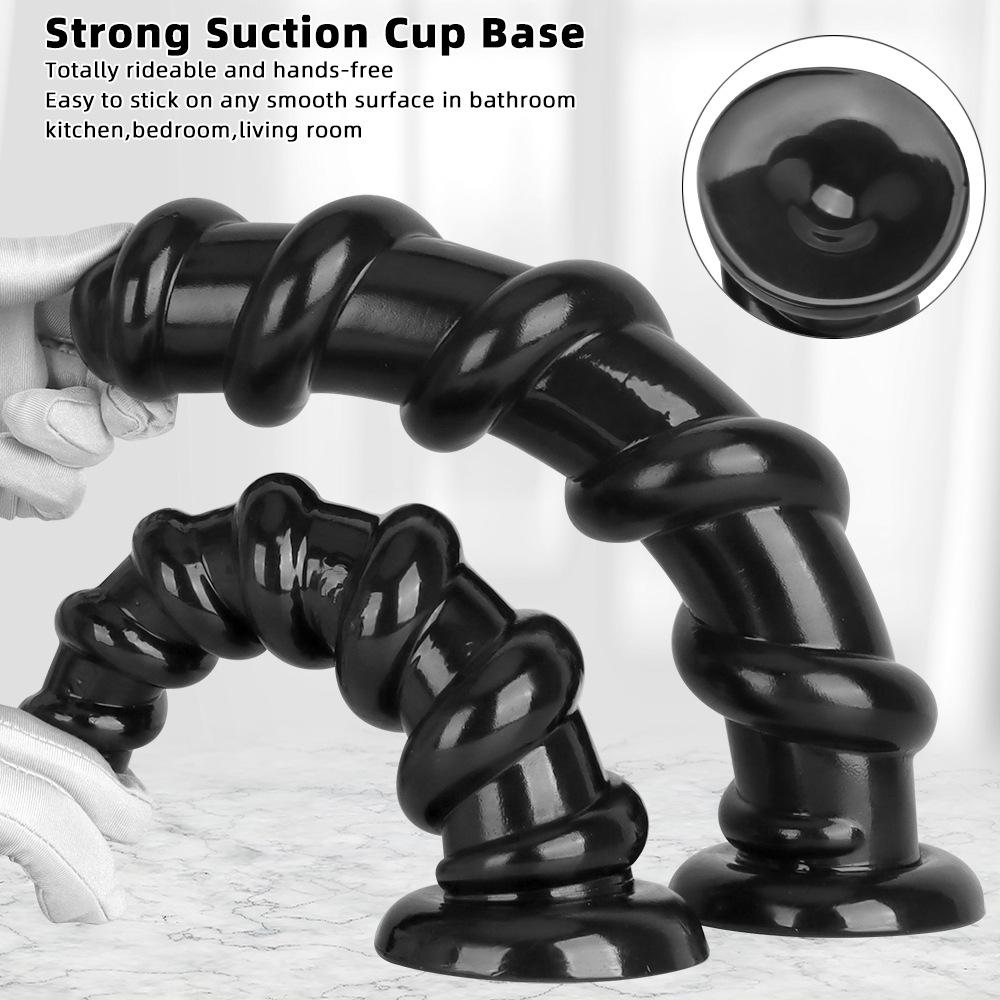 Super Large Threaded Masturbator Black PVC Butt Plug Dildo Anal Fisting Sex Toy Realistic Penis Big Dick