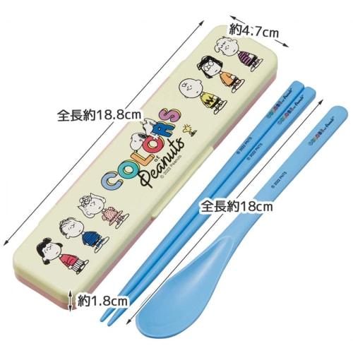 Skater Chopsticks and Spoon Set, Antibacterial, 18cm, Snoopy, Peanuts Colors, Made In Japan, CCS3SAAG-A