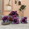 Gray and Purple Flowers Digital Printing Pillow Cover Short Plush Suitable Living Rooms Bedrooms Sofas Throw Cushion Cover 4pcs