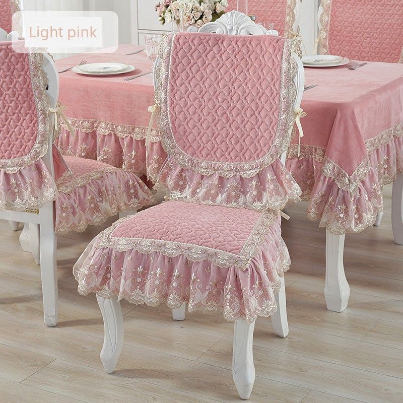 

European-Style Chair Cover Dining Table Cloth Chair Cover Chair Cushion Set Dining Chair Cover Modern Simple Fabric Set Bench Cover Cushion Light pink 45*45 dining chair cushion
