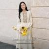 Xiangying Women's Ethnic Embroidered Tie-Neck Dress