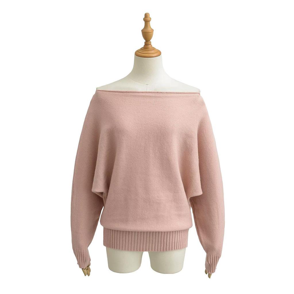 Spring Arrival: European & American Style One-Shoulder Batwing Sleeve Sweater