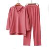 Par Pyjamas Sæt V-hals Langærmet Tyk Varm Loungewear Mænd Kvinder