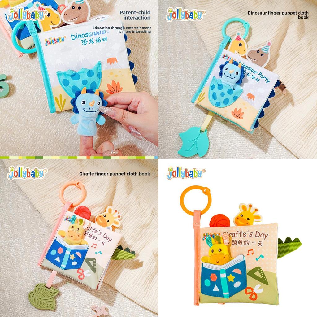 Dinosaur Puppet Cloth Book With Sound And Tactile Features For Baby Early Learning And Sensory Development