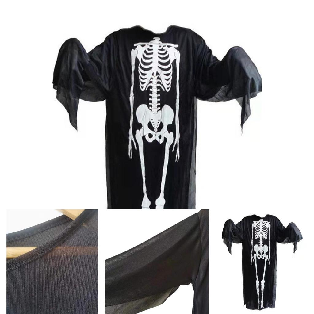 Halloween Skeleton Ghost Fancy Dress Cosplay Costume For Adults And Kids