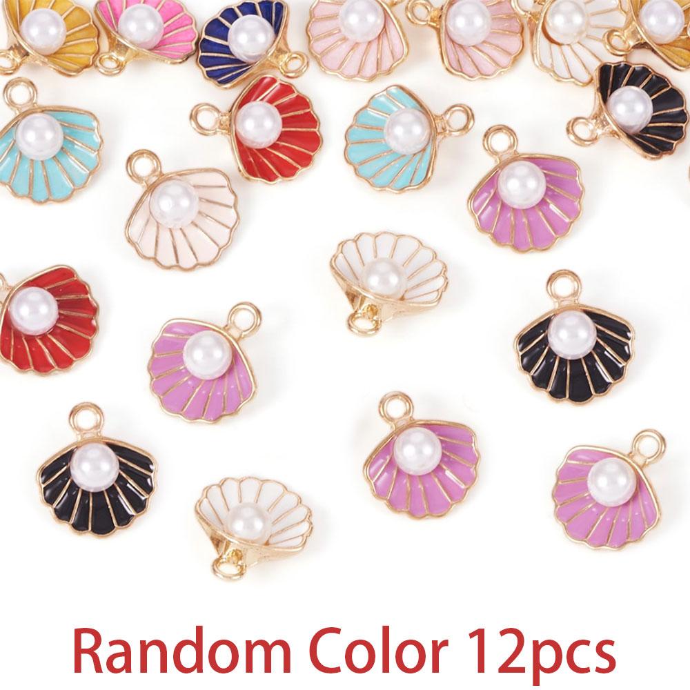 6/12/18pcs Alloy Shell Enamel Pendant Ocean Summer Ocean Theme Color Shell Pendant DIY Summer Beach Anklet Bracelet Earrings