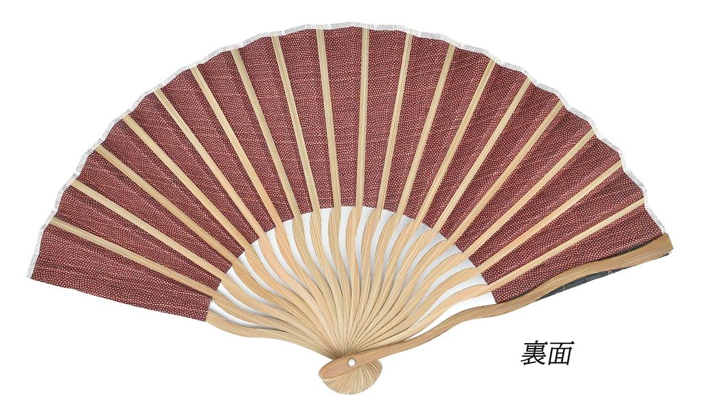 Onishi Ken Seihan Fabric Dragonfly and Shark and Azuki Bean Wave-Bone Fan, 21cm, Pattern/Indigo Pattern, Reversible, "Ripple" NN19-A06