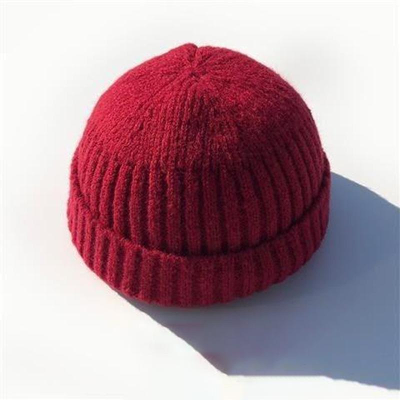 Unisex Strickmütze Vintage Hip Hop Einfarbig Gestrickte Mütze