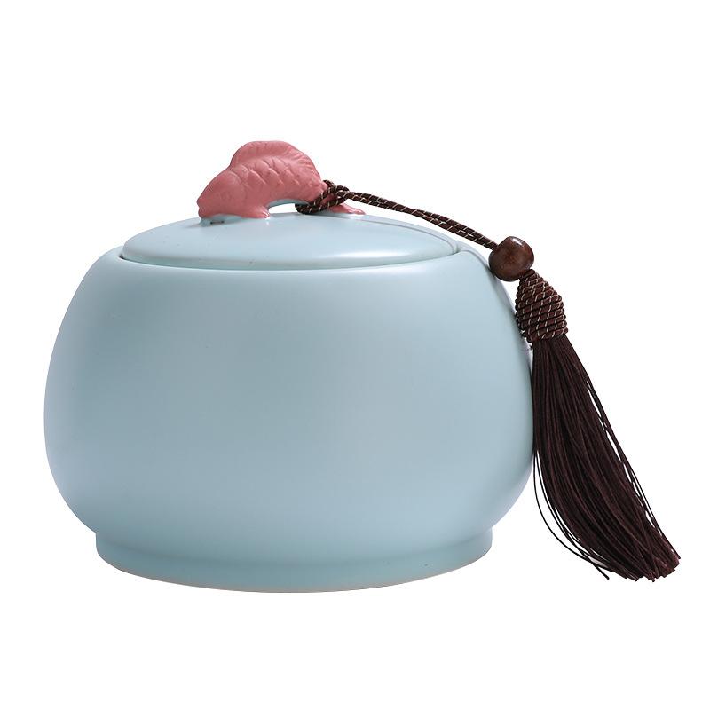 Ceramic Tea Tin Lid Cosmetic Storage Jar Warehouse Moisture-proof Sealed Container Decoration