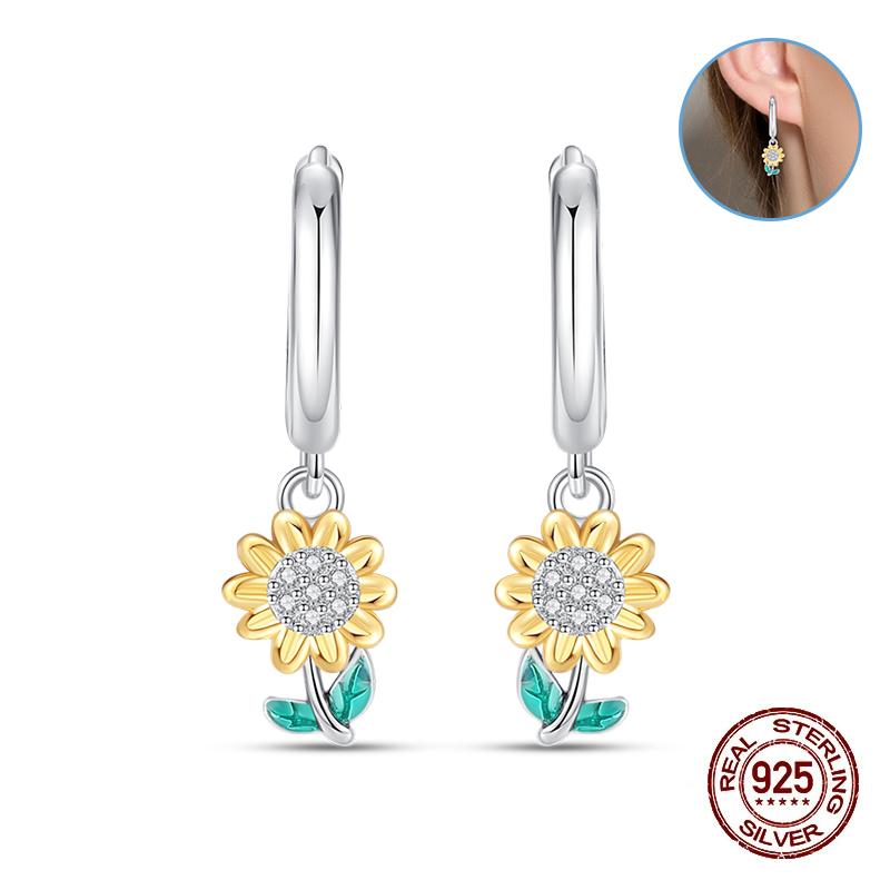 Damen Kupfer Ohrringe Rosa Liebe Sterne Muschel Süße Blume Süß Romantisch Date Party Hochzeit Exquisiter Schmuck Geschenke